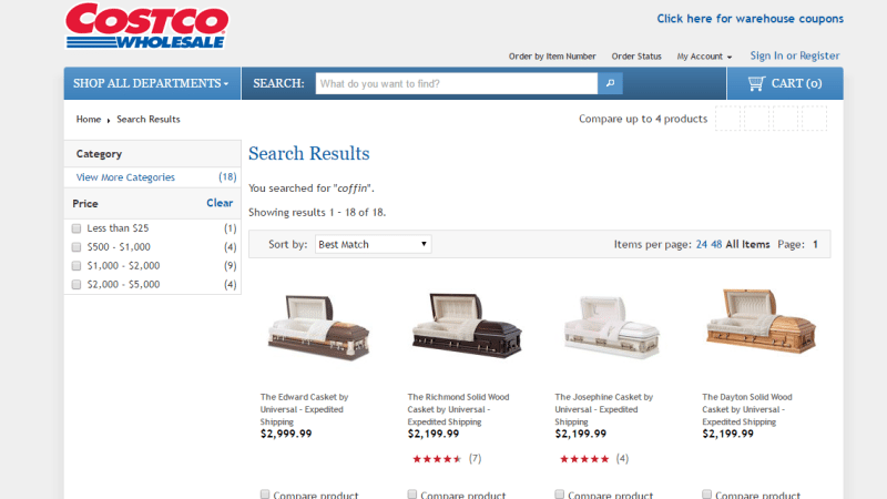 Save Money on Coffins at Costco