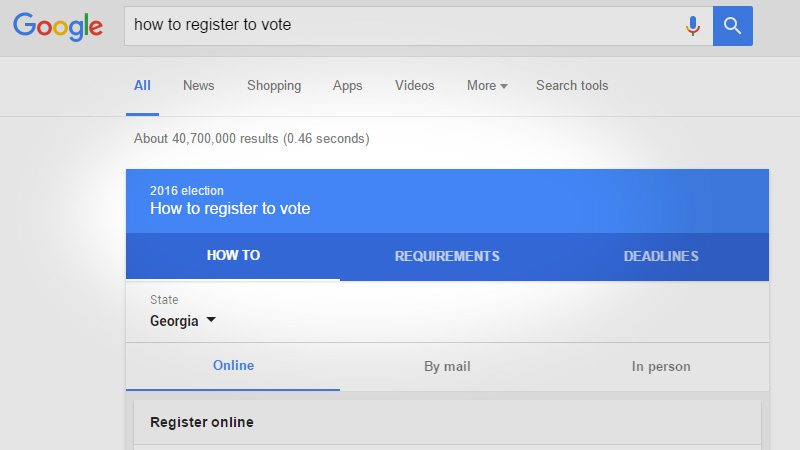 Google Will Now Tell You How to Register to Vote In Your State