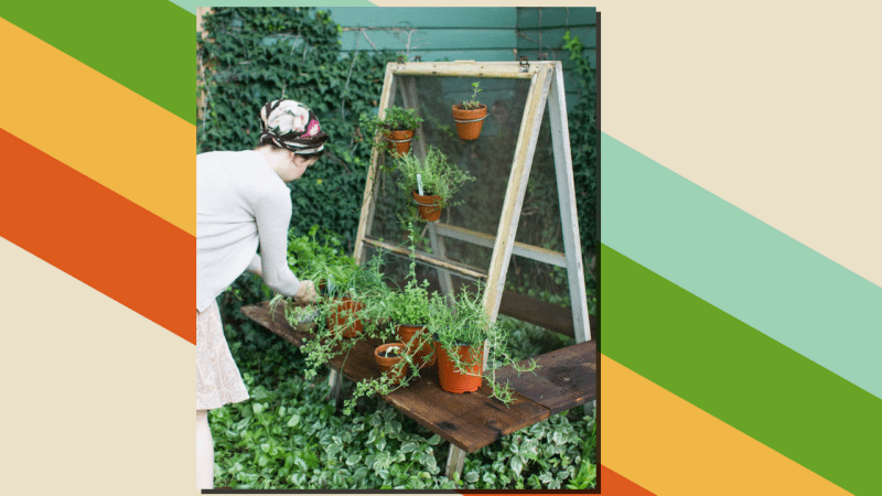 Transform an Old Window Screen into a Hanging Herb Garden