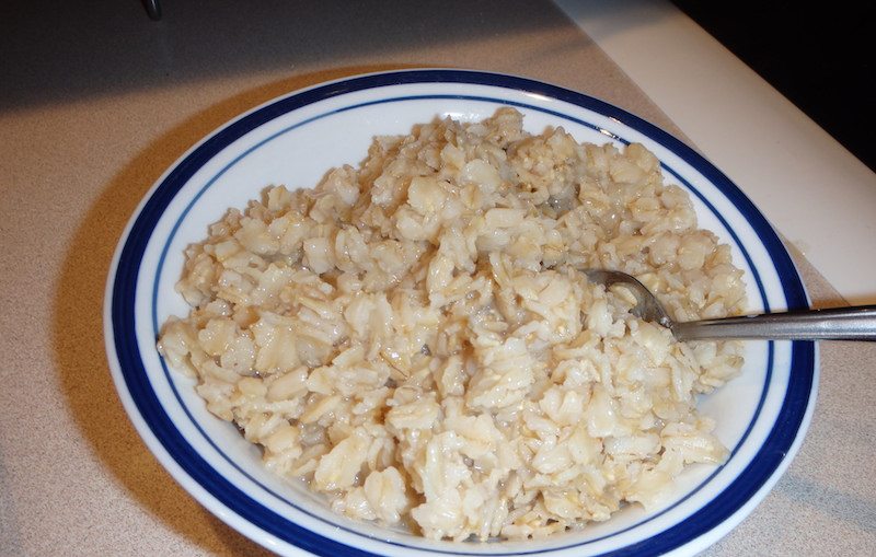 Boost Boring Office Microwave Oatmeal with Banana on the Bottom